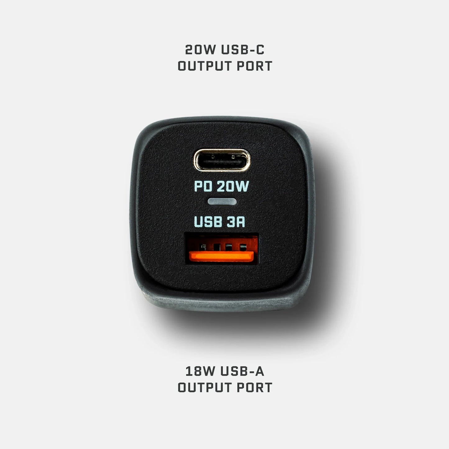Dark Energy 20W AC wall adapter with compact design and standard plug, ideal for charging electronic devices.