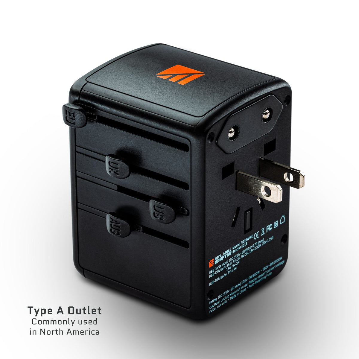 Dark Energy international wall adapter with multiple plug options and USB ports for versatile global device charging.
