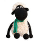 Black handmade Shelly the sheep stuffed animal by Bebemoss, made from organic cotton, soft and cuddly for children.