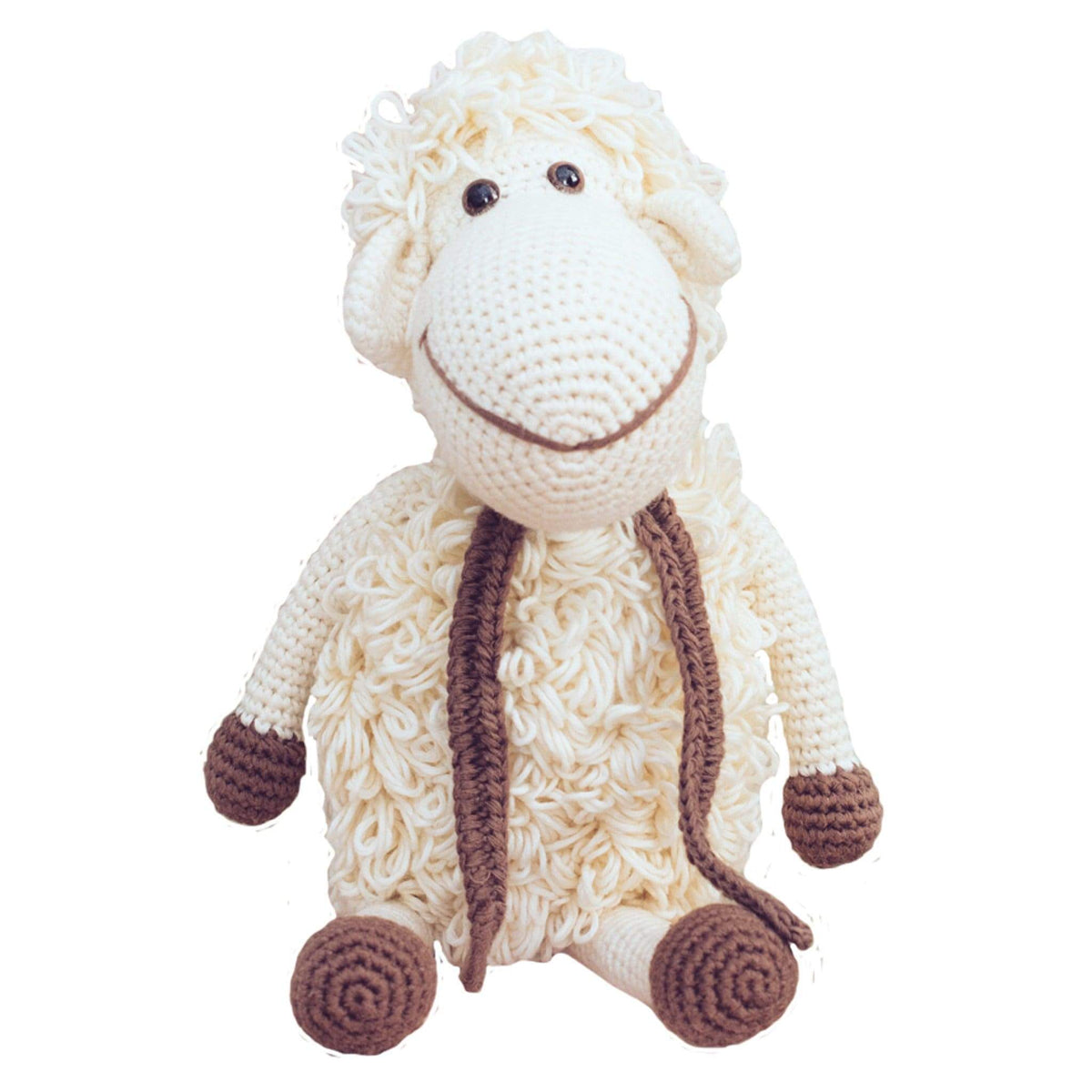 Darla the sheep stuffed animal by Bebemoss, made of organic cotton, featuring a soft white plush and handmade details.