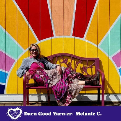 Darn Good Yarn The Original Sari Wrap Skirt in cool tones, featuring vibrant sari fabric and flowing maxi design.
