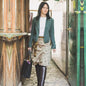 Darn Good Yarn The Original Sari Wrap Skirt in cool tones, showcasing vibrant fabric and stylish wrap design.