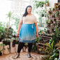 Darn Good Yarn The Original Sari Wrap Skirt in cool tones, featuring vibrant sari fabric and flowing maxi design for stylish wear.