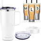 Universal Iced Coffee Sleeve with Handle - Insulated Double Wall Reusable Stainless Steel Holder Insulator for Cold Drinks Fits Starbucks Dunkin Donuts Dutch Bros Small Medium Large Cups (White)