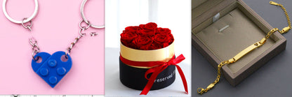Preserved eternal roses in a decorative box, romantic artificial real rose flower gift set