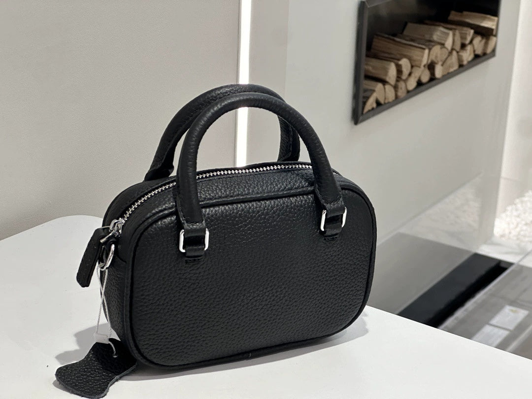 Light luxury women's mini handbag in top-layer cowhide, stylish versatile tote with shoulder and crossbody straps