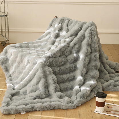 Rabbit bubble velvet thickened polyester carpet blanket quilt in soft textured fabric