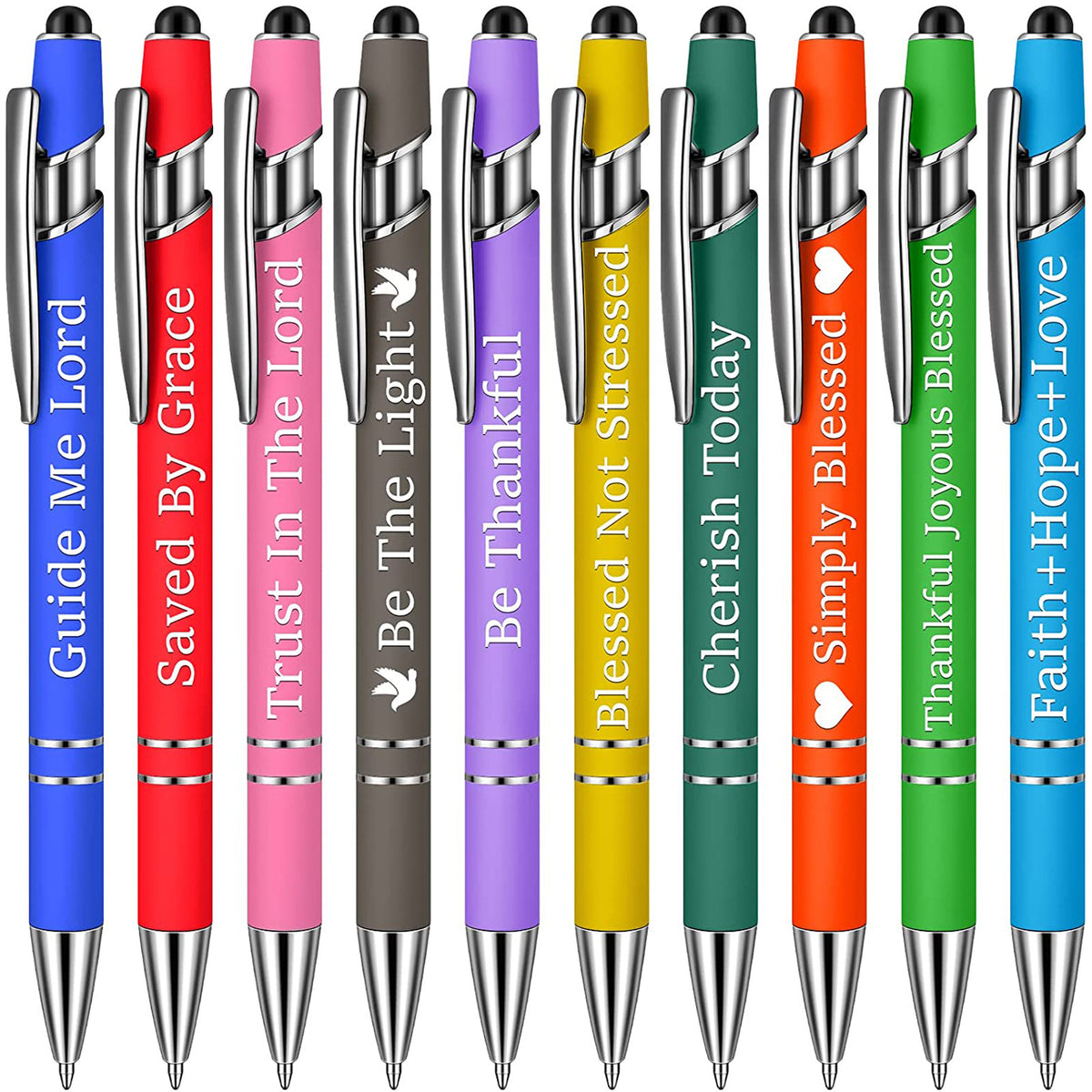 Funny Pen Set - 10 Metal Click Ballpoint Pens