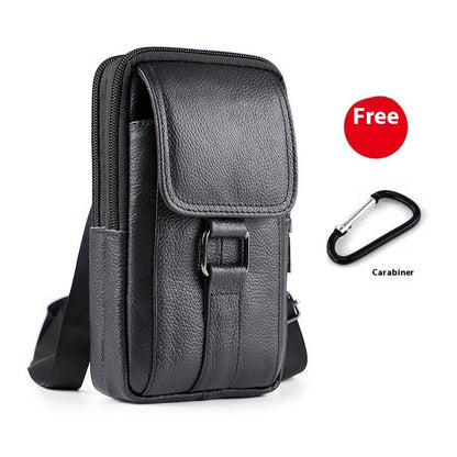 Men's multi-functional belt crossbody working waist bag in durable black fabric with multiple pockets