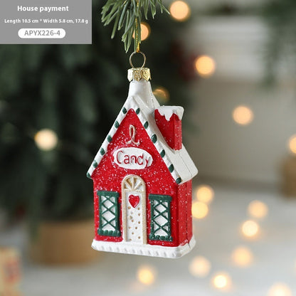 Painted plastic Christmas tree pendant decoration in festive holiday design