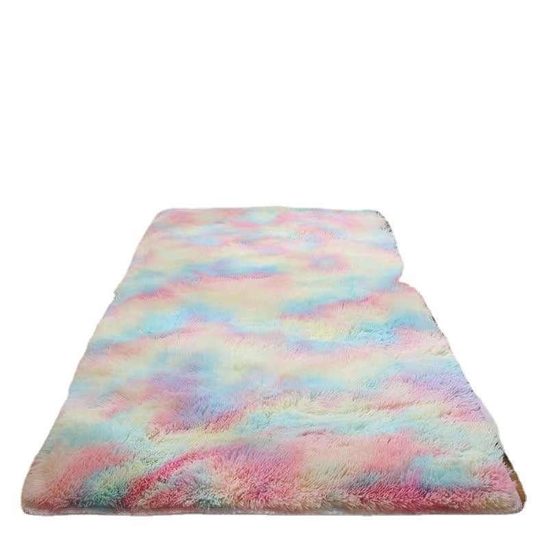 Solid color silk-wool carpet for bedroom bedside or living room floor rug