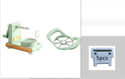 Hand-cranked multifunctional peeler machine with cutter, slicer, and fruit corer for kitchen use