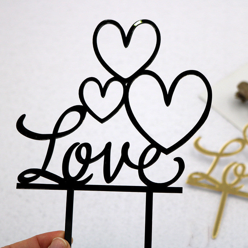 LOVE wedding party acrylic cake insert topper in clear acrylic lettering