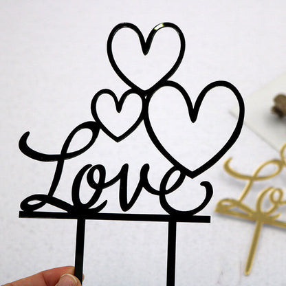 LOVE wedding party acrylic cake insert topper in clear acrylic lettering