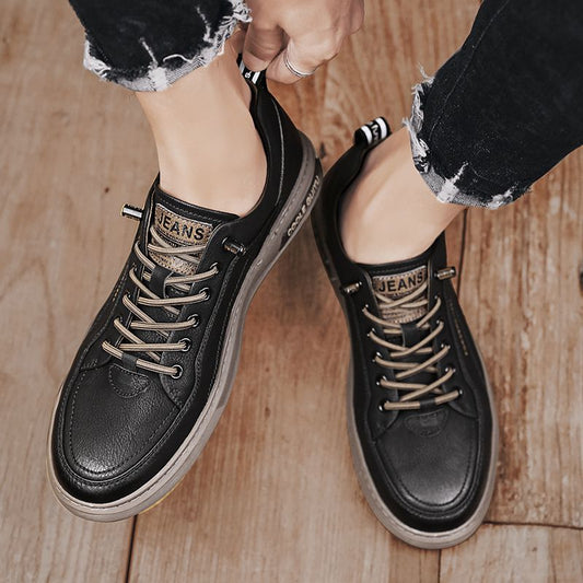 British-style retro high-top casual shoes for men by My Store, featuring classic lace-up design