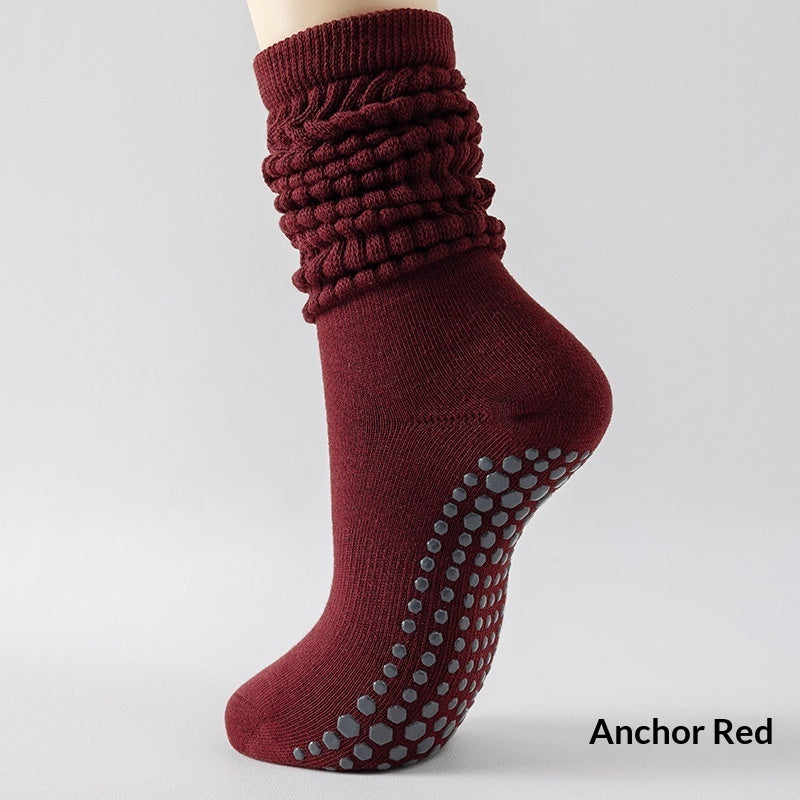 Women's silicone non-slip yoga socks in a close-up product view