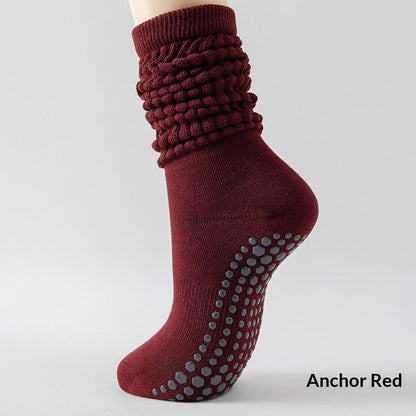 Women's silicone non-slip yoga socks in a close-up product view