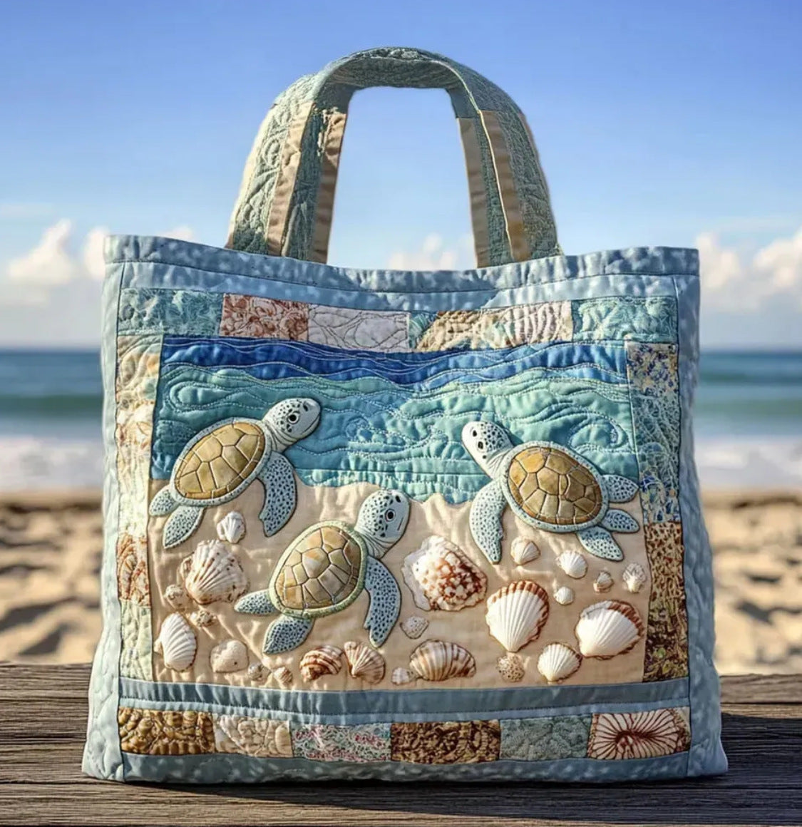 Digital-print quilting tote bag, commuter casual cotton-padded jacket bag with quilted fabric design