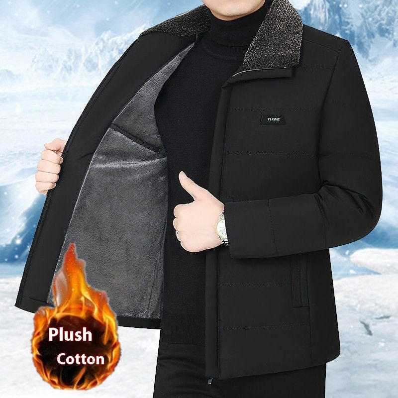 Men's fleece lined winter coat in a warm, durable design for cold weather layering