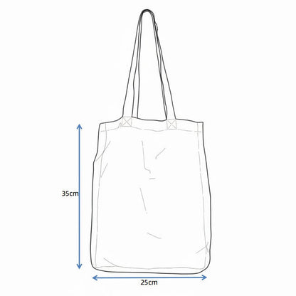 Yulu Ma eco-friendly foldable tote bag displayed flat with supermarket graphic design
