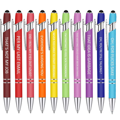 Funny Pen Set - 10 Metal Click Ballpoint Pens