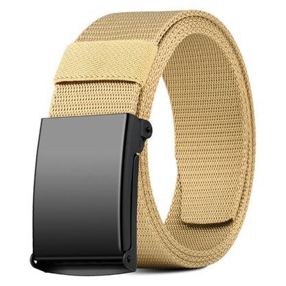 Unisex business belt, outdoor nylon casual waistband in black, adjustable buckle design