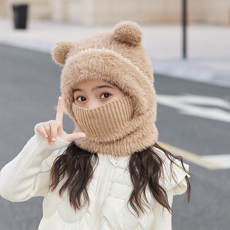Warm, windproof knitted wool hat with earflaps in a cozy winter design