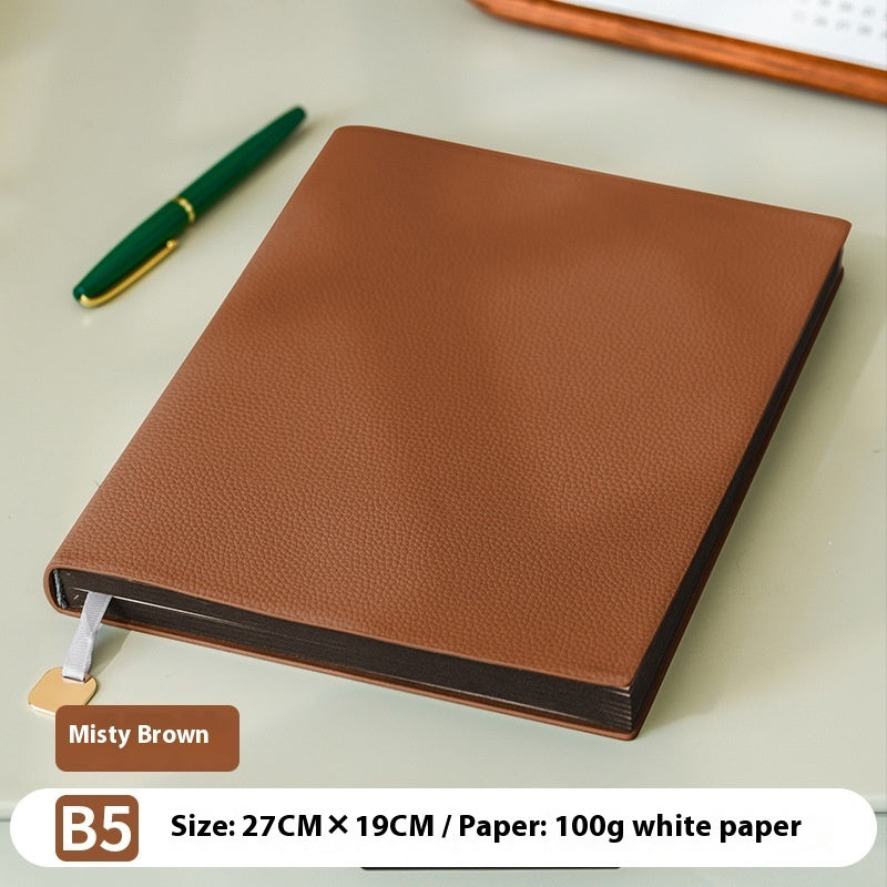 Litchi pattern soft leather covered notebook in a textured finish