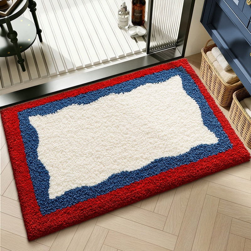 Water-absorbent non-slip geometric lattice floor mat with textured pattern and neutral design