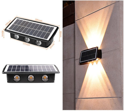 Solar outdoor wall light, waterproof design mounted on an exterior wall