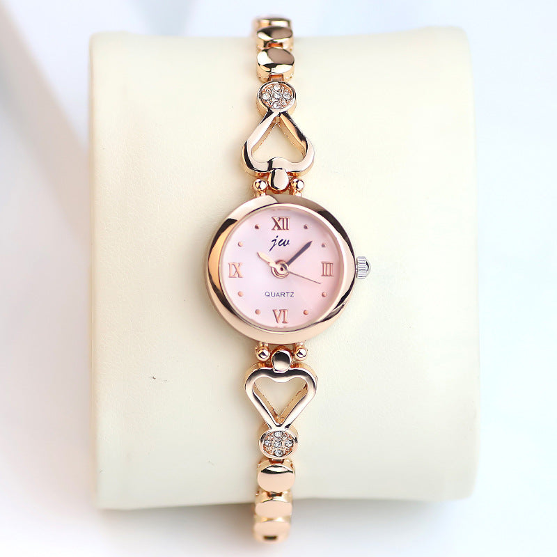 Women's steel strap student watch bracelet with a sleek metal band and classic watch face