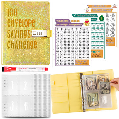5A Money Saving Challenge Planner with organized savings tracking pages
