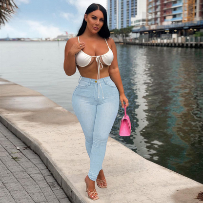 BackUpMyFilesNow FlexiFit Denim Skinny jeans in classic blue, fitted style with five-pocket design and belt loops.