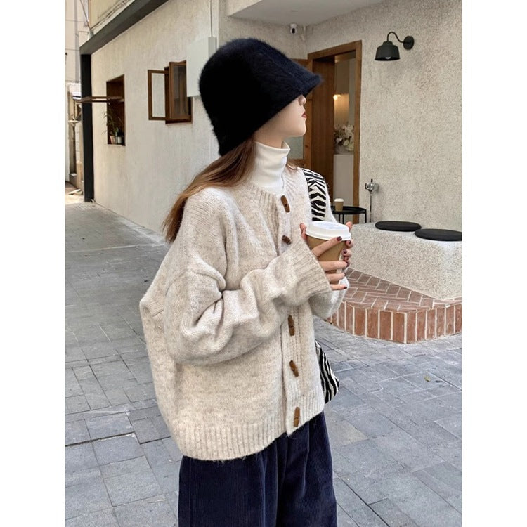 Idle Style knitted cardigan outerwear top by My Store, featuring a cozy knit design and relaxed silhouette