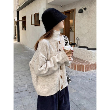 Idle Style knitted cardigan outerwear top by My Store, featuring a cozy knit design and relaxed silhouette