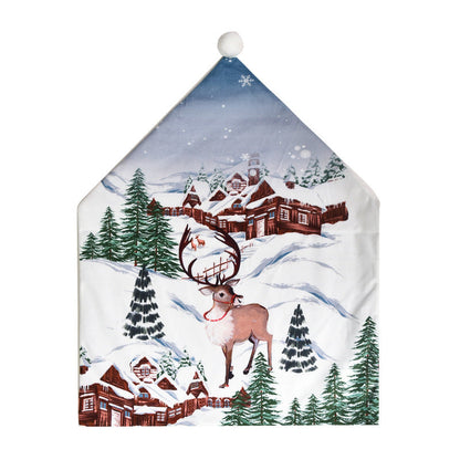 Christmas cartoon chair covers for festive home decor, colorful holiday character design