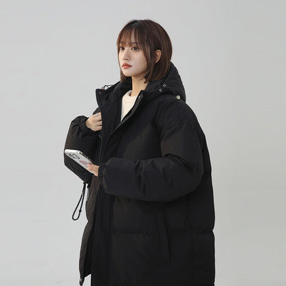 Women's loose-fitting solid-color versatile cotton coat, front view