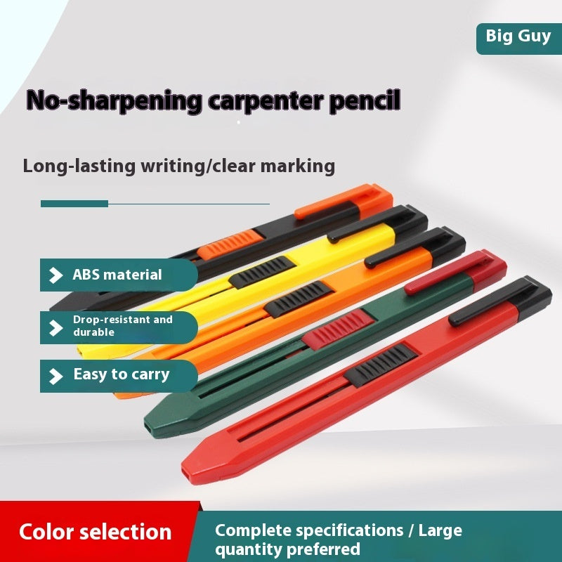 Plastic woodworking propelling pencil with thick lead for marking and drawing lines on wood