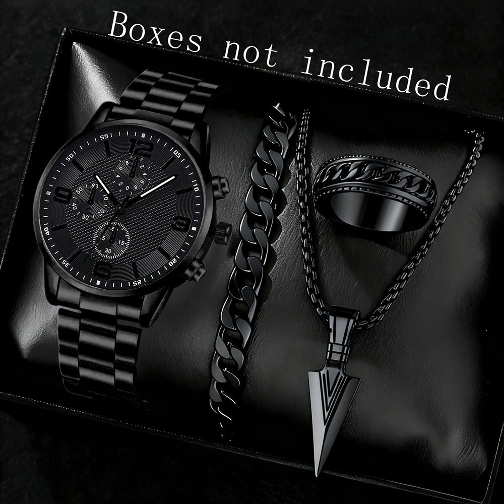 Three-eye digital men's watch, bracelet and necklace set by My Store