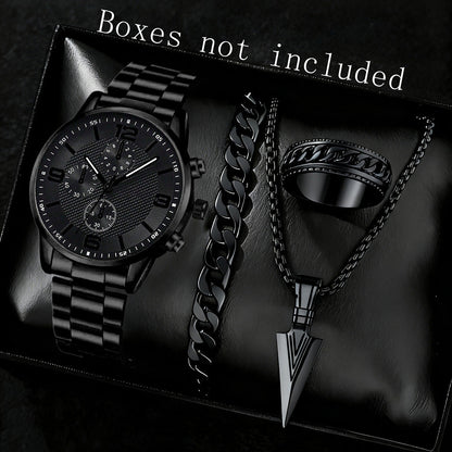 Three-eye digital men's watch, bracelet and necklace set by My Store