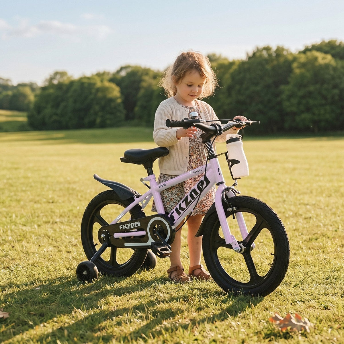 GBruno Store 16-18 inch kids bike with training wheels and adjustable seat, featuring colorful frame and ergonomic design.