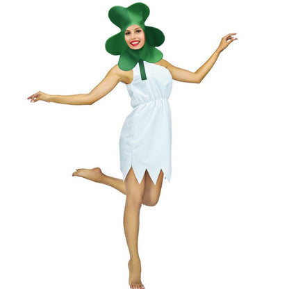 Christmas tree three-leaf vegetable plant creative print party costume clothing, front view