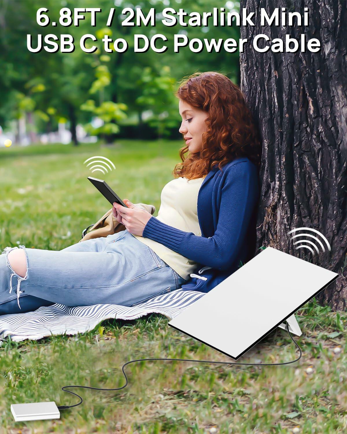 Starlink Mini USB-C to DC Power Cable in black, 6.5ft length, portable accessory for connecting devices, by Deal US.