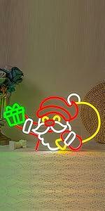 Colorful Santa Claus neon sign by Deal US, Christmas LED light wall decor for festive holiday decoration.