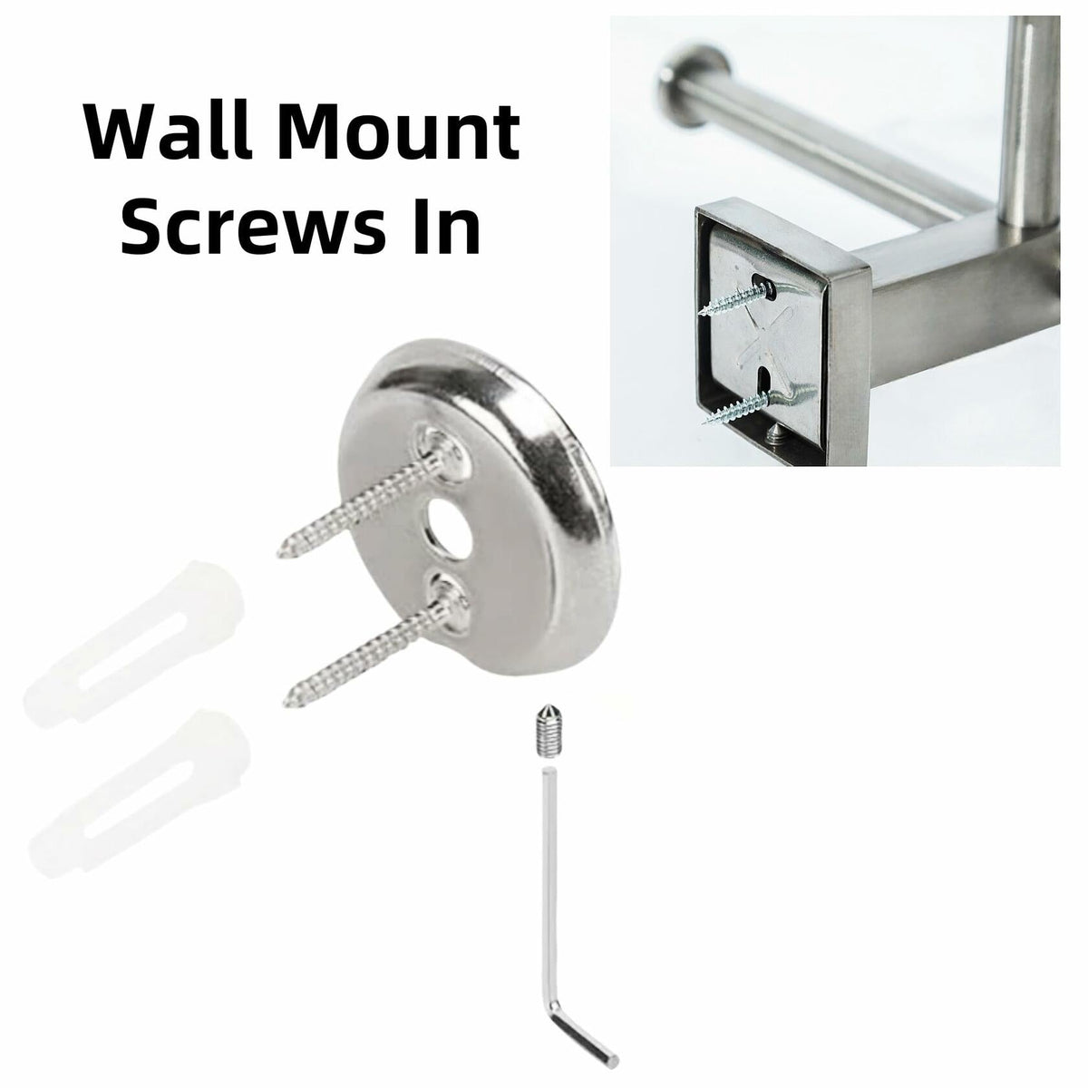 Double stainless steel wall-mounted toilet paper holder with shelf for bathroom storage, ideal for organizing toilet paper and essentials.