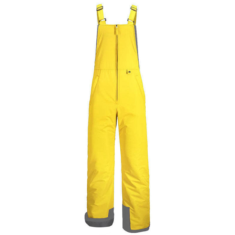 Outdoor ski overalls with waterproof windproof fabric and extra-thick insulation, front view