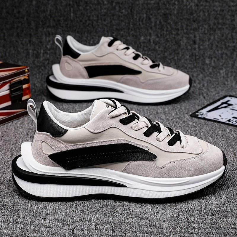 Men's casual sports forest slow walking shoes, side view with textured sole and lace-up design