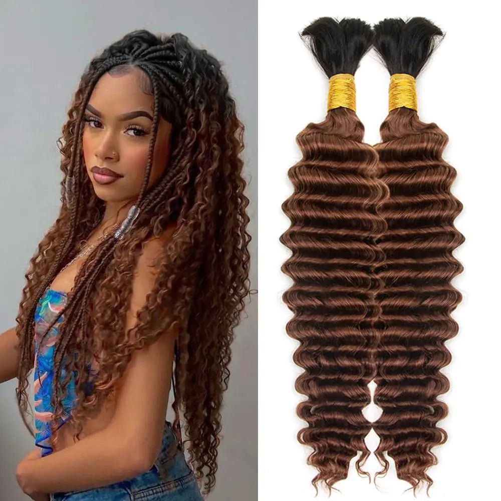 Deep Wave Bulk Human Braiding for Hair 100% Human Hair Unprocessed Brazilian Virgin Hair for Human Hair Extensions (2Bundles - 1Pack) 100g 20Inch Human Hair for Micro braiding No Weft (20Inch T1B/30) - BACKUPMYFILESNOW