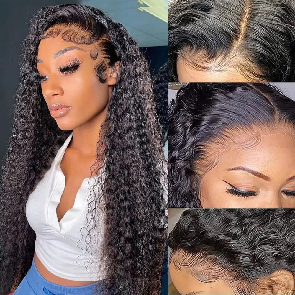 Deep Wave Lace Front Wigs Human Hair 13x4 HD Transparent Lace Frontal Wigs for Women Glueless Curly Lace Front Wigs Pre Plucked Hairline with Baby Hair Brazilian Virgin Human Hair Wigs 22 Inch - BACKUPMYFILESNOW