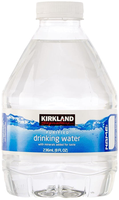 BackupMyFilesNow Kirkland Signature premium bottled water, 8 oz bottles, 80 pack, clear plastic bottles with blue caps